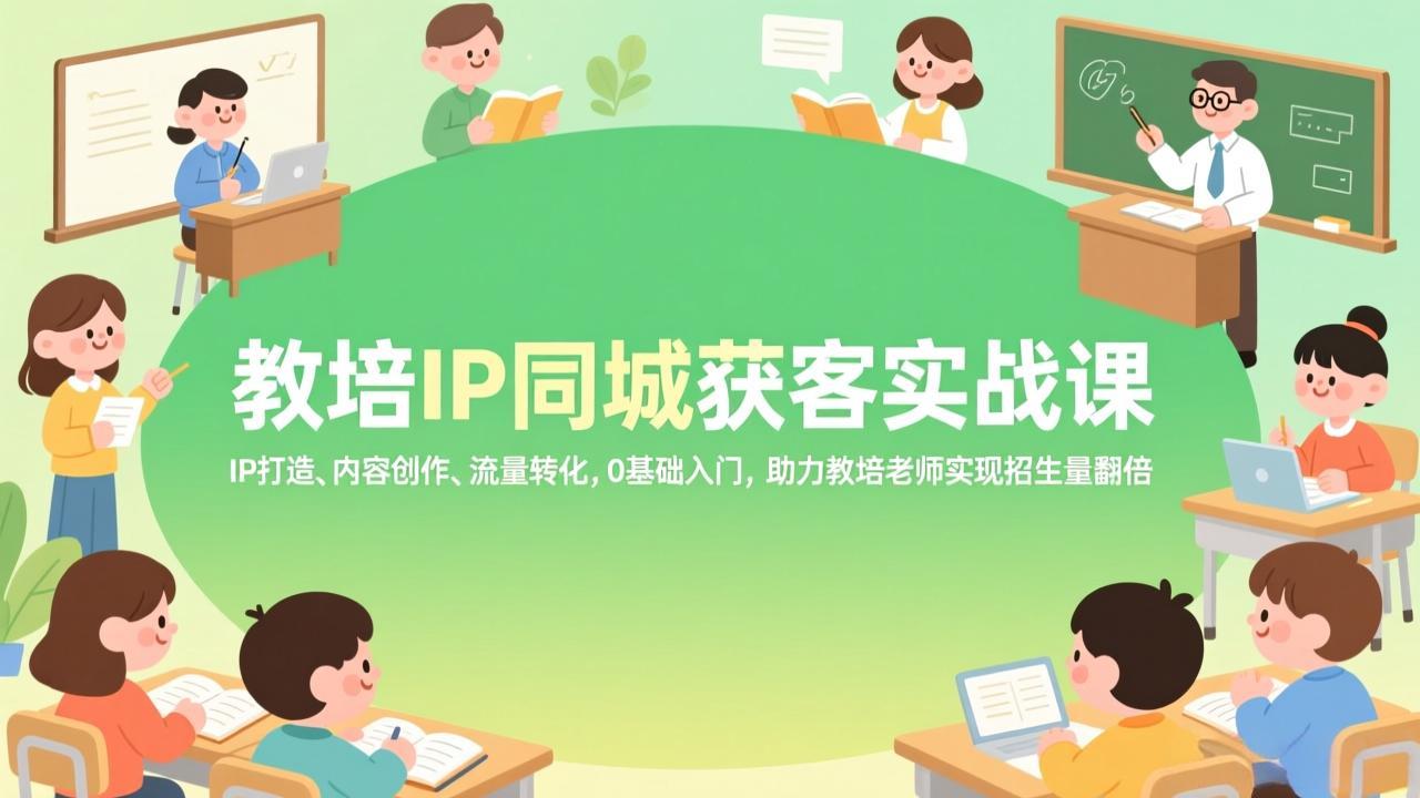 教培IP同城获客实战课,IP打造、内容创作、流量转化,0基础入门,助力教培老师实现招生量翻倍-汇课新知资源网