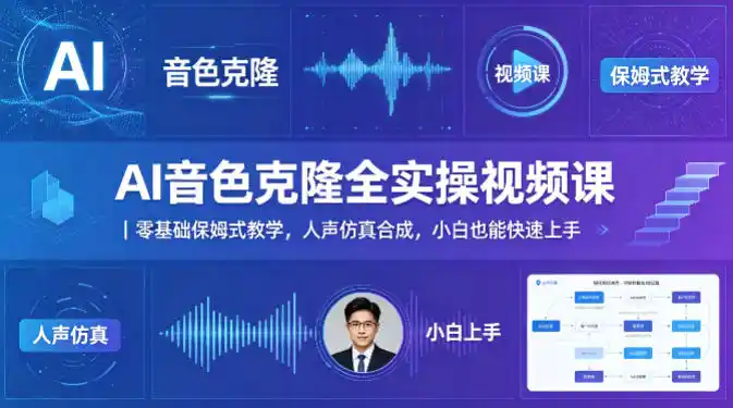 AI音色克隆全实操视频课|零基础保姆式教学,人声仿真合成,小白也能快速上手-汇课新知资源网