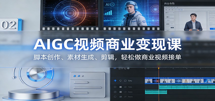 AIGC视频商业变现课:脚本创作、素材生成、剪辑,轻松做商业视频接单-汇课新知资源网