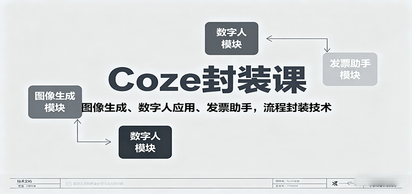 Coze封装课,图像生成、数字人应用、发票助手,流程封装技术-汇课新知资源网
