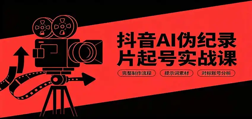 抖音AI伪纪录片起号实战课:完整制作流程,提示词素材,对标账号分析-汇课新知资源网