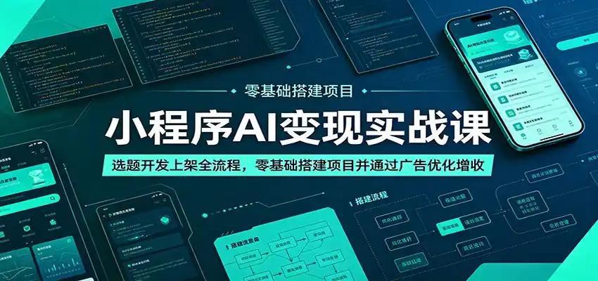 小程序AI变现实战课:选题开发上架全流程,零基础搭建项目并通过广告优化增收-汇课新知资源网