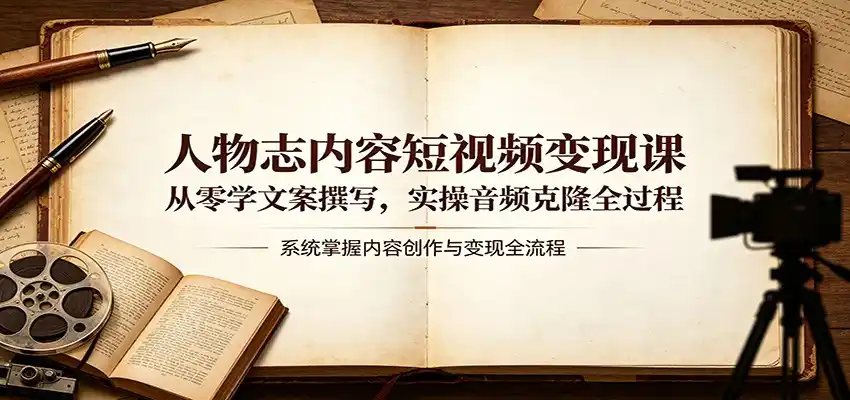 人物志内容短视频变现课:从零学文案撰写,实操音频克隆全过程-汇课新知资源网