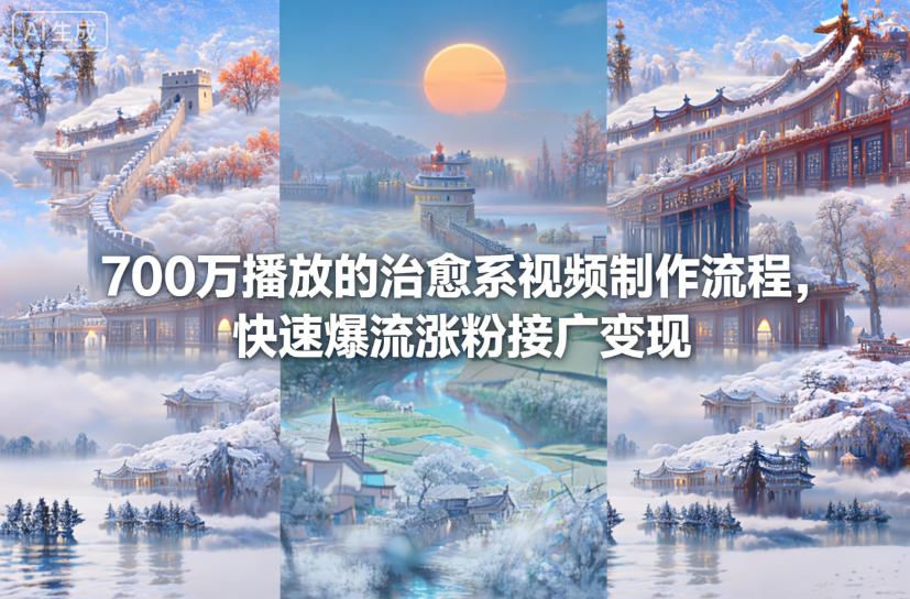 700万播放的治愈系视频制作流程，快速爆流涨粉接广变现-汇课新知资源网