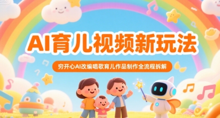 AI育儿视频新玩法，穷开心AI改编唱歌育儿作品制作全流程拆解-汇课新知资源网