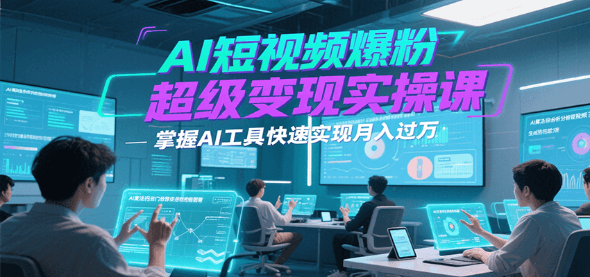 AI短视频爆粉超级变现实操课，掌握AI工具快速实现月入过万-汇课新知资源网