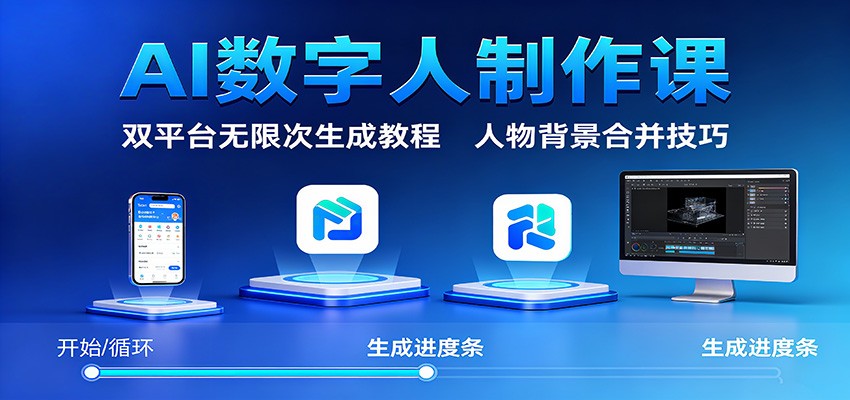 AI数字人制作课：双平台无限次生成教程，人物背景合并技巧-汇课新知资源网