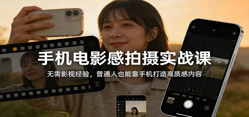 手机电影感拍摄实战课:无需影视经验,普通人也能靠手机打造高质感内容-汇课新知资源网