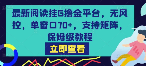 最新阅读挂G撸金平台,无风控,单窗口70+,支持矩阵,保姆级教程【揭秘】-汇课新知资源网
