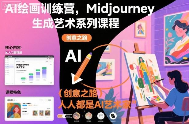 AI绘画训练营，Midjourney生成艺术系列课程，人人都是AI艺术家-汇课新知资源网