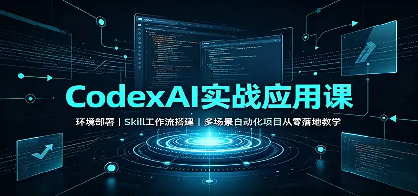 CodexAI实战应用课:环境部署Skill工作流搭建,多场景自动化项目从零落地教学-汇课新知资源网