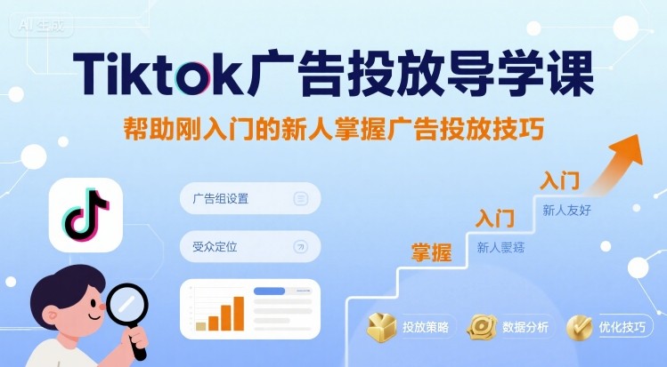 Tiktok广告投放导学课，帮助刚入门的新人掌握广告投放技巧-汇课新知资源网