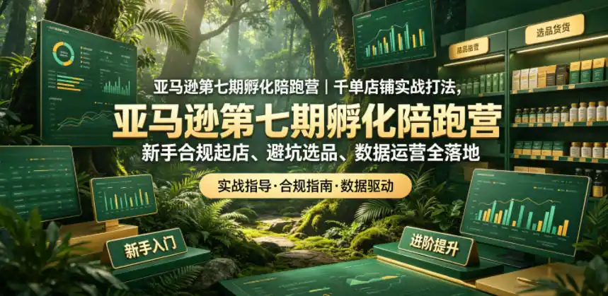 亚马逊第七期孵化陪跑营｜千单店铺实战打法，新手合规起店、避坑选品、数据运营全落地-汇课新知资源网