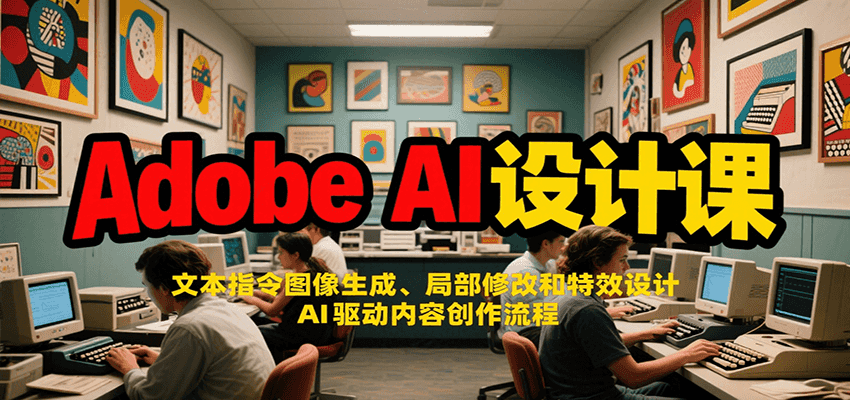Adobe AI设计课：文本指令图像生成、局部修改和特效设计，AI驱动内容创作流程-汇课新知资源网