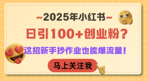 2025年小红书日引100+创业粉？这招新手抄作业也能爆流量！-汇课新知资源网