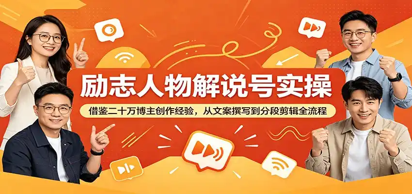 励志人物解说号实操：借鉴二十万博主创作经验，从文案撰写到分段剪辑全流程-汇课新知资源网