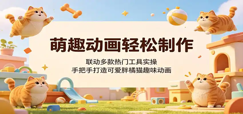 萌趣动画轻松制作，联动多款热门工具实操，手把手打造可爱胖橘猫趣味动画-汇课新知资源网