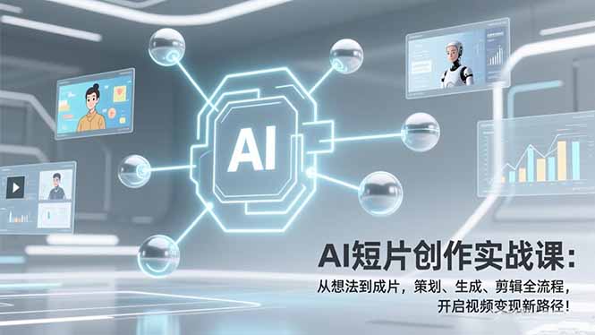AI短片创作实战课：从想法到成片，策划、生成、剪辑全流程，开启视频变现新路径！-汇课新知资源网