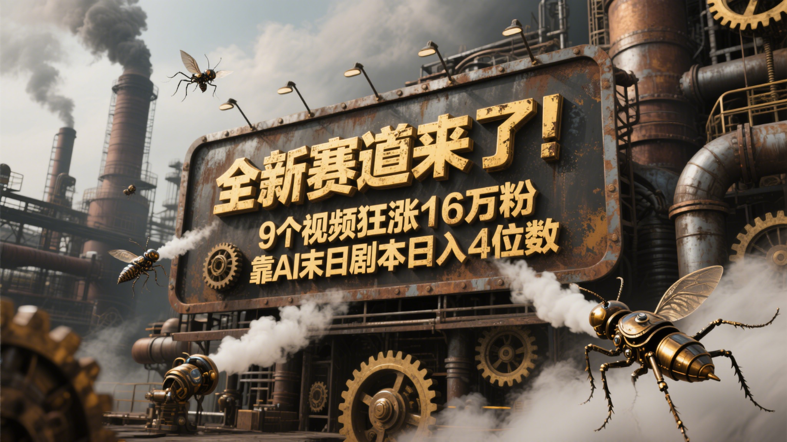 全新赛道来了！9个视频狂涨16万粉，靠AI末日剧本日入4位数，评论区爆肝追更！-汇课新知资源网