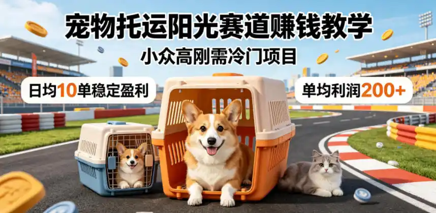 宠物托运阳光赛道賺钱教学,小众高刚需冷门项目,日均10单稳定盈利,单均利润200+