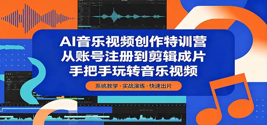 AI音乐视频创作特训营：从账号注册到剪辑成片，手把手玩转音乐视频-汇课新知资源网