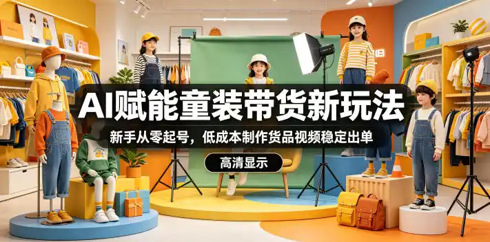 AI赋能童装带货新玩法,新手从零起号,低成本制作货品视频稳定出单-汇课新知资源网