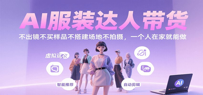 AI服装达人带货,不出镜不买样品不搭建场地不拍摄,一个人在家就能做-汇课新知资源网
