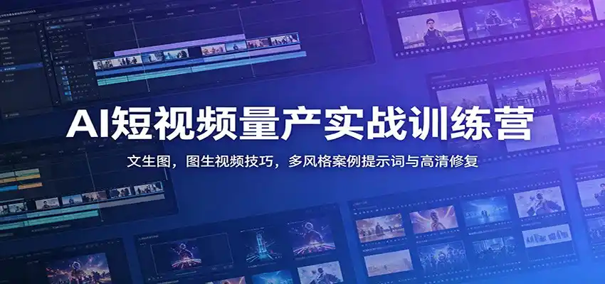 AI短视频量产实战训练营：文生图，图生视频技巧，多风格案例提示词与高清修复-汇课新知资源网