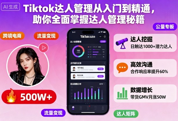 Tiktok达人管理从入门到精通,助你全面掌握达人管理秘籍-汇课新知资源网