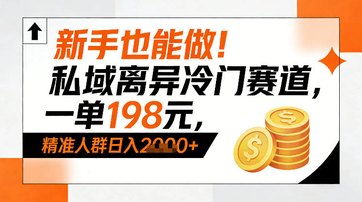 新手也能做!私域离异冷门赛道,一单198,精准人群日入1k+-汇课新知资源网