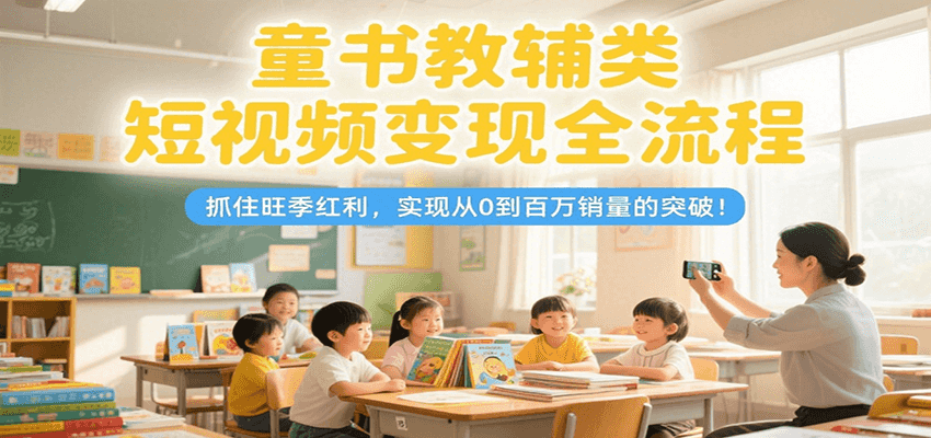 童书教辅类短视频变现全流程，抓住旺季红利，实现从0到百万销量的突破！-汇课新知资源网