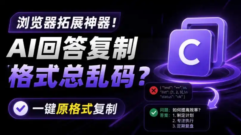 你的AI回答内容复制格式总乱码?完美一键保留原格式复制,办公宝藏浏览器插件Copy With Format