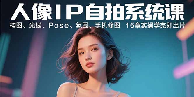 人像IP自拍系统课:构图、光线、Pose、氛围、手机修图 15章实操学完即出片-汇课新知资源网