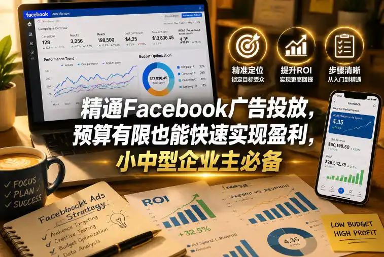 精通Facebook广告投放，预算有限也能快速实现盈利，小中型企业主必备【原创双语字幕】-汇课新知资源网