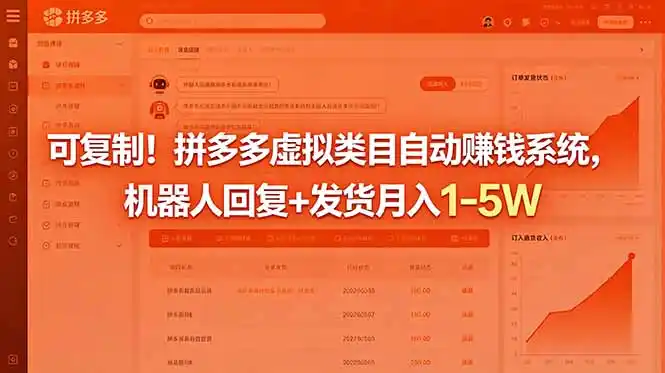 可复制!拼多多虚拟类目自动赚钱系统,机器人回复+发货月入 1-5W-汇课新知资源网