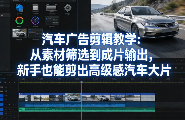 汽车广告剪辑教学:从素材筛选到成片输出,新手也能剪出高级感汽车大片-汇课新知资源网